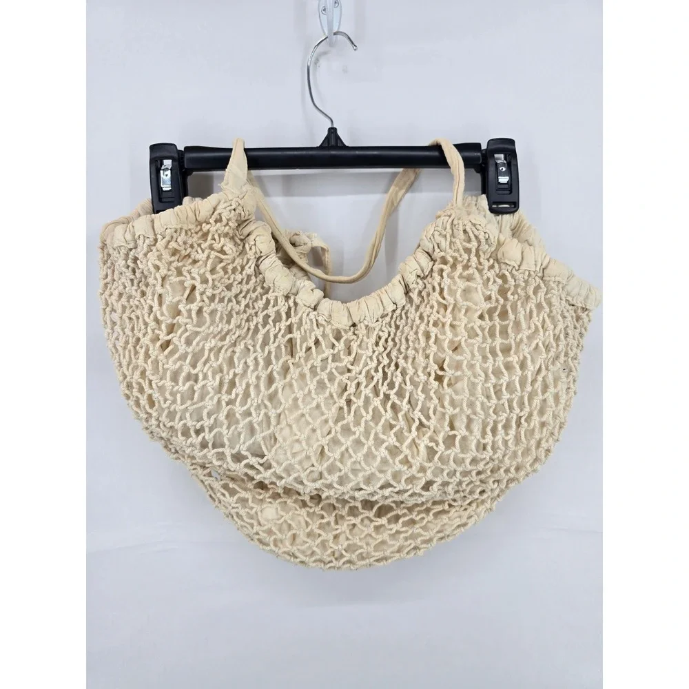 Cream Crochet Net Tote Bag - Unbranded